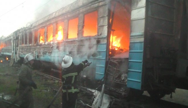 В Харькове горели вагоны электрички 