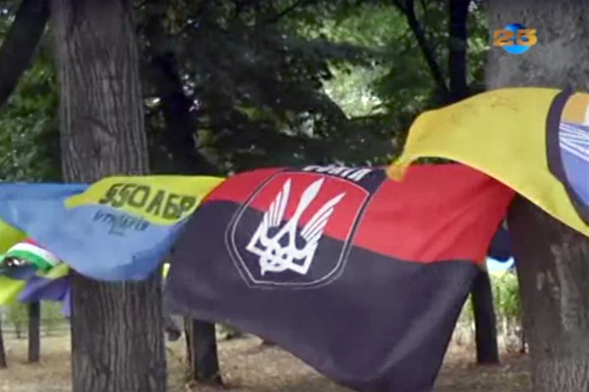 Под Харьковом пронесли сотни украинских флагов (видео)