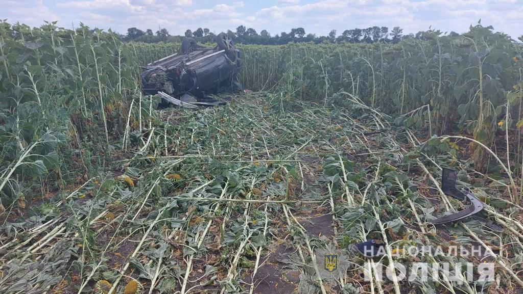 Под Харьковом кроссовер слетел с дороги в поле подсолнухов: водитель погиб