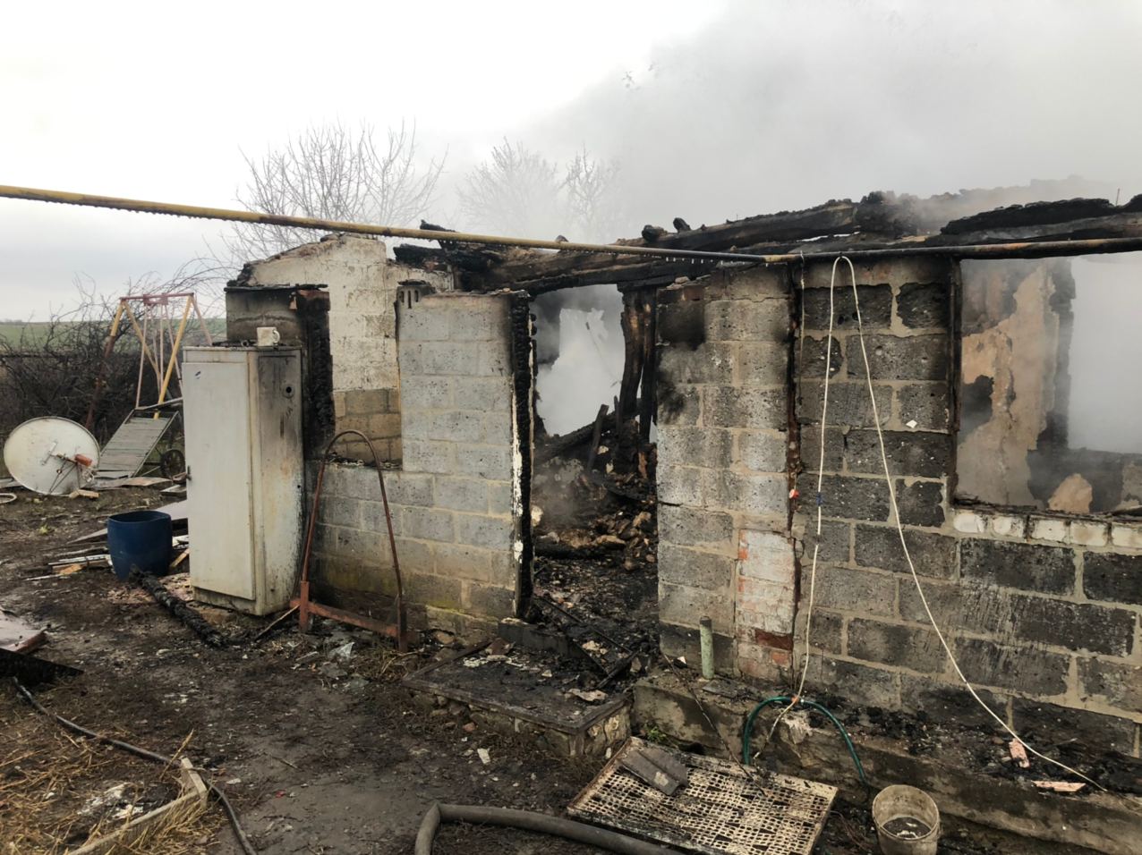 Под Харьковом сгорел частный дом