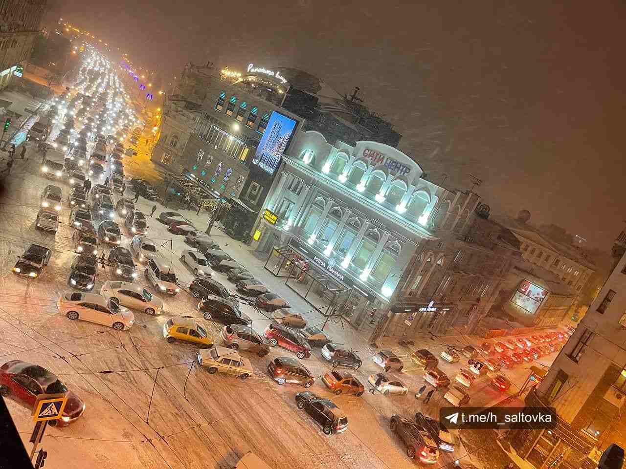 Сильный снегопад парализовал Харьков (видео)