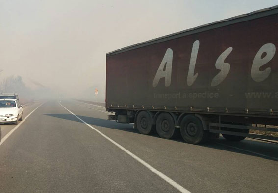 На трассе Киев-Харьков дым от горящего поля: столкнулись семь машин (фото)