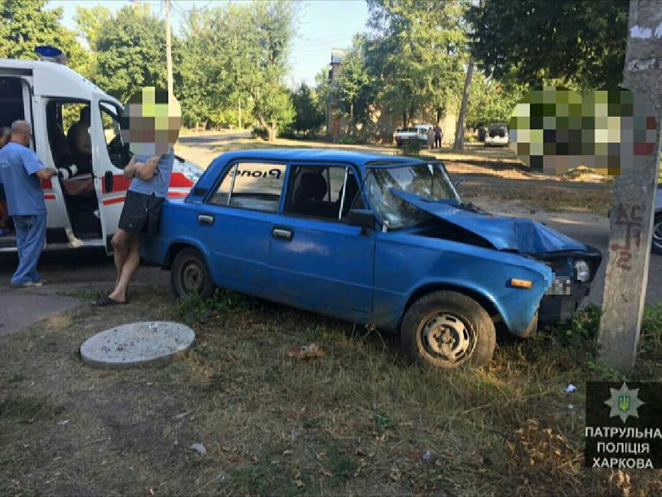 На Рогани ВАЗ врезался в столб (фото)