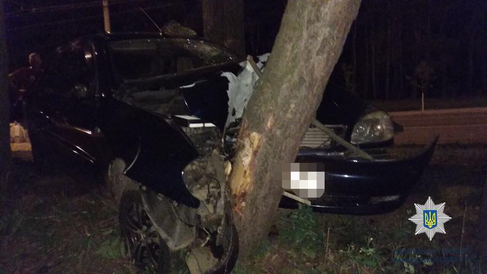 В Харькове машина врезалась в дерево (фото)