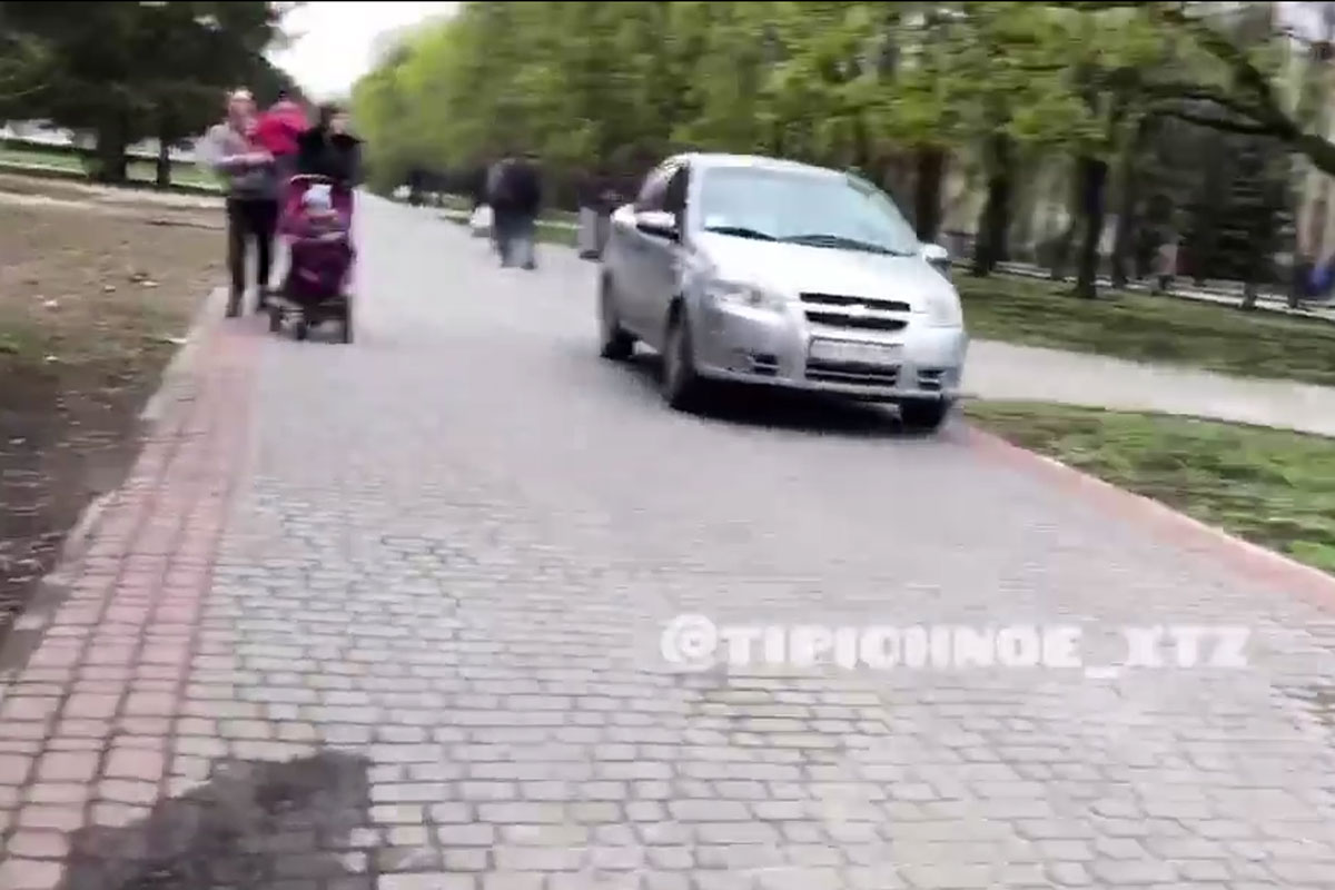В Харькове машина прокатилась по аллеям парка (видео)