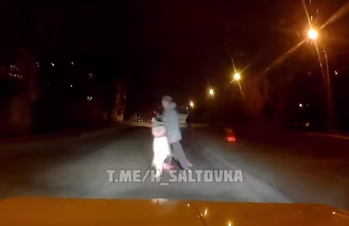 Женщина с двумя детьми бросилась под колеса, перебегая дорогу (видео)