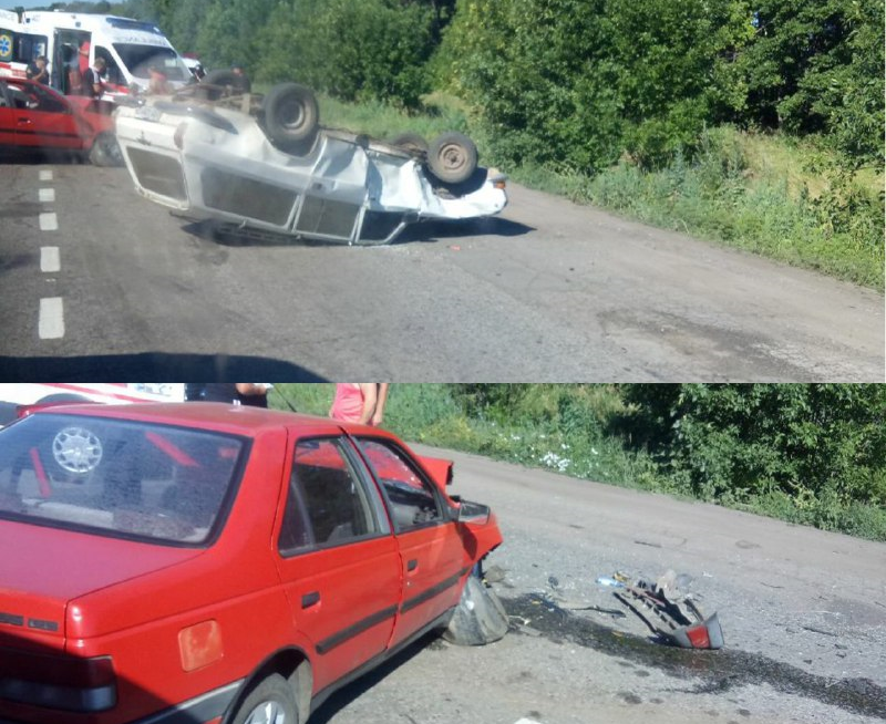 Авария под Харьковом: машина лежит на крыше (фото)