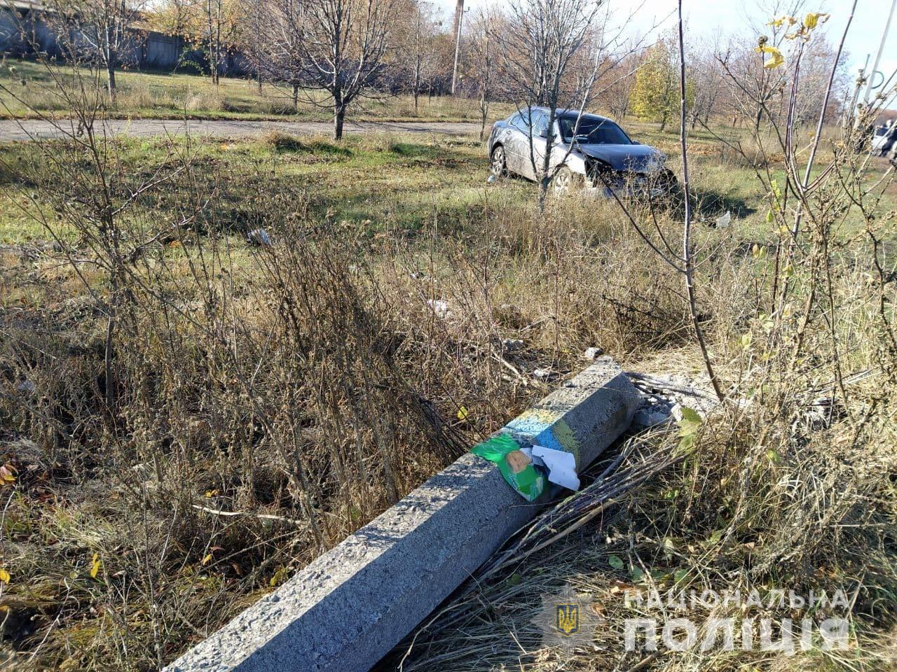 В Докучаевском пьяный водитель снес столб (фото)