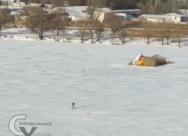 Под Харьковом мужчина прокатился по полю на воздушном змее (видео)