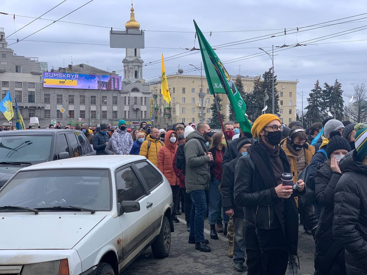 В центре Харькова – митинг, Сумская перекрыта