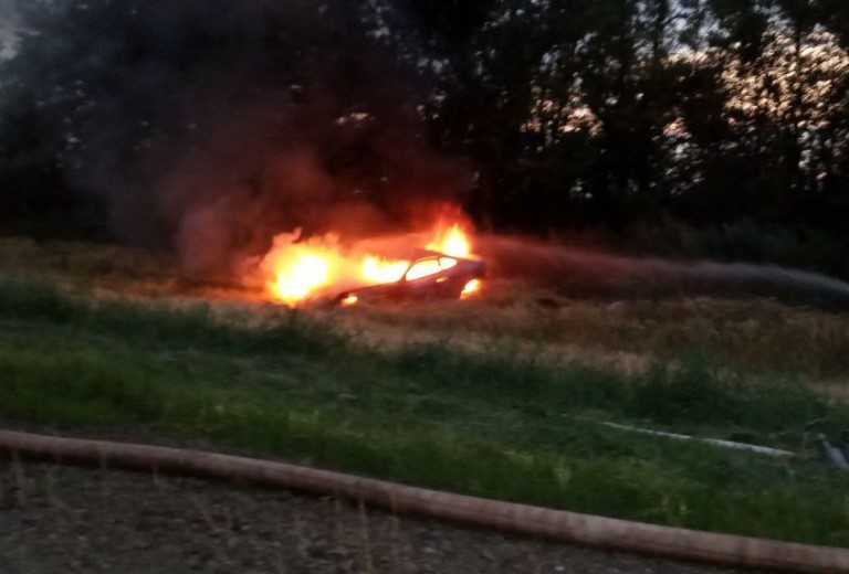 На трассе под Харьковом сгорела машина