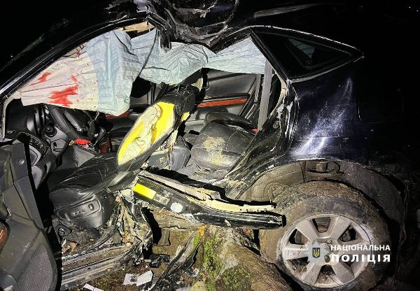 Lexus влетів у дерево в Харкові: двоє постраждалих (фото)